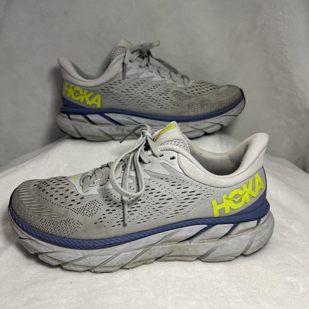 Hoka One One Womens 7 Running Shoes Gray Blue Athletic Sneakers